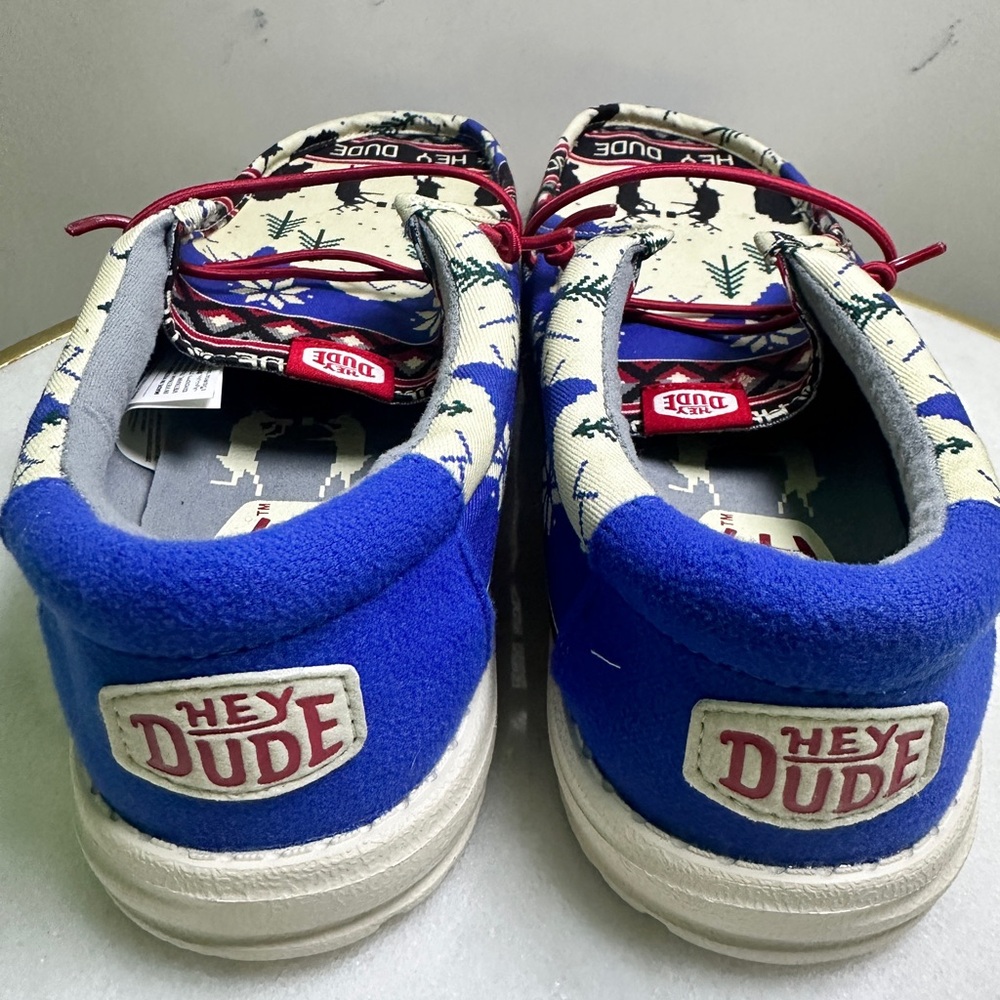 NWOT Hey Dude Men's Wally Winter Holiday Cheers Reindeer Shoes/Slip Ons size 9 - Picture 5 of 5